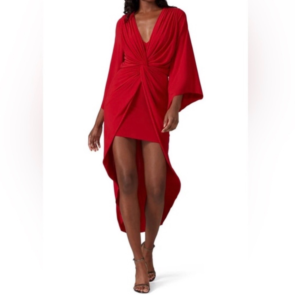 Misa Los Angeles Anthropology Teget Red Draped Dress S